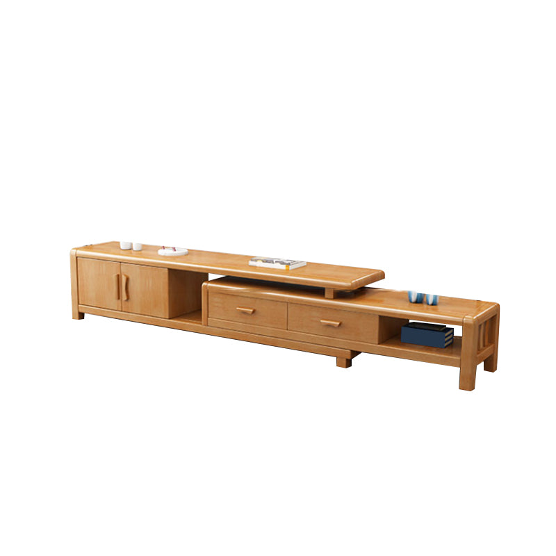 Oak Contemporary Media Console 3 Drawers TV Console with Splayed Wooden Legs