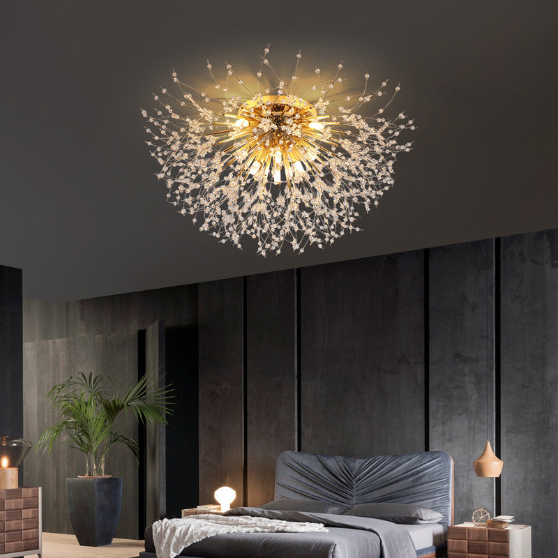 Modern Ceiling Lamp Crystal Flush Mount Light Fixture for Bedroom