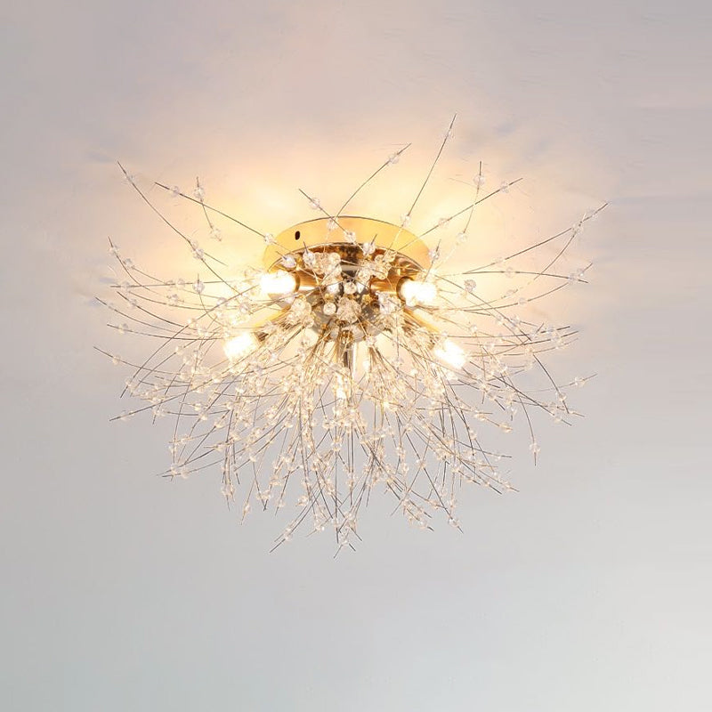 Modern Ceiling Lamp Crystal Flush Mount Light Fixture for Bedroom