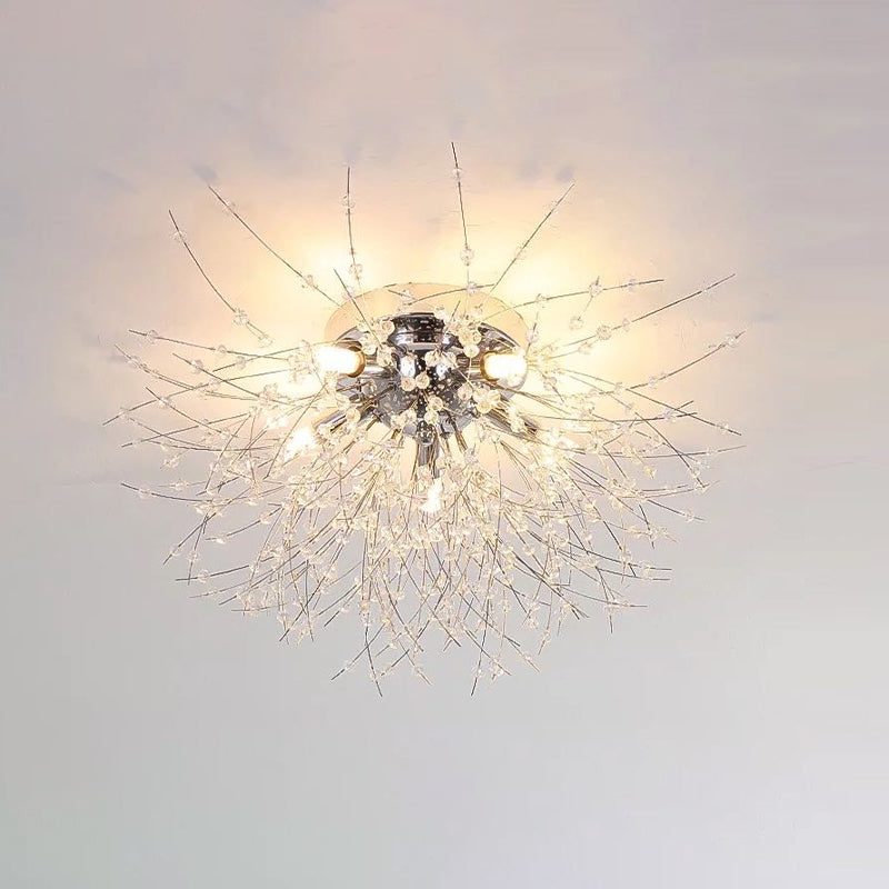 Modern Ceiling Lamp Crystal Flush Mount Light Fixture for Bedroom