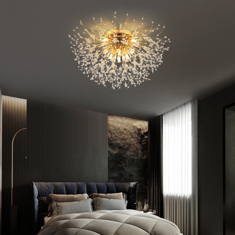 Modern Ceiling Lamp Crystal Flush Mount Light Fixture for Bedroom