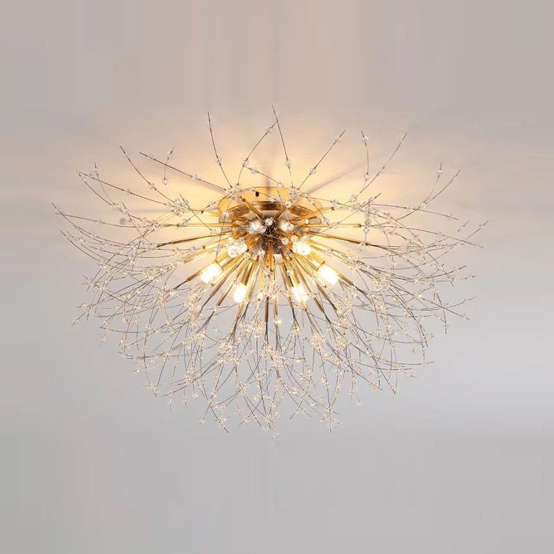 Modern Ceiling Lamp Crystal Flush Mount Light Fixture for Bedroom