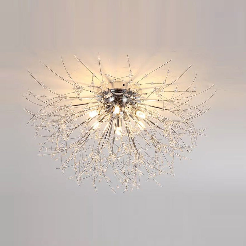 Modern Ceiling Lamp Crystal Flush Mount Light Fixture for Bedroom