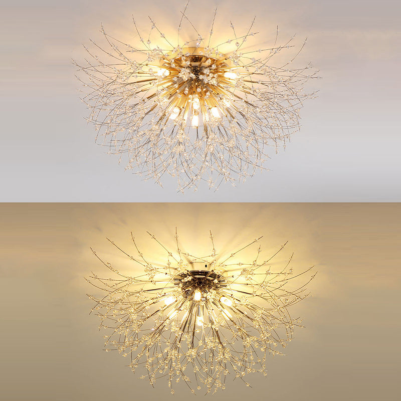 Modern Ceiling Lamp Crystal Flush Mount Light Fixture for Bedroom