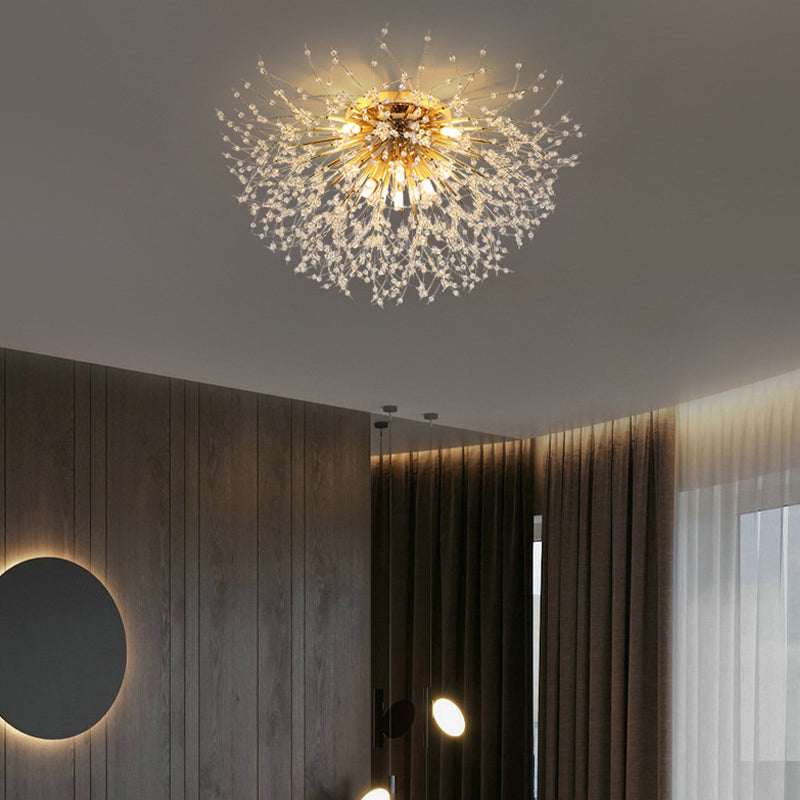 Modern Ceiling Lamp Crystal Flush Mount Light Fixture for Bedroom