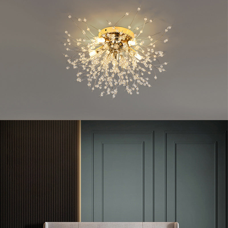 Modern Ceiling Lamp Crystal Flush Mount Light Fixture for Bedroom