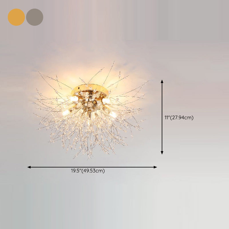 Modern Ceiling Lamp Crystal Flush Mount Light Fixture for Bedroom