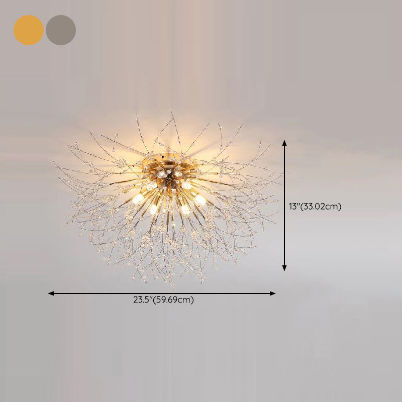 Modern Ceiling Lamp Crystal Flush Mount Light Fixture for Bedroom