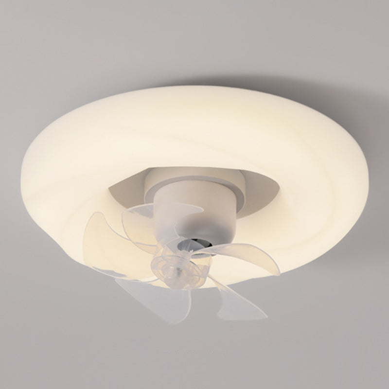 5-Blade White Ceiling Fan Modernism LED Fan with Light for Hallway