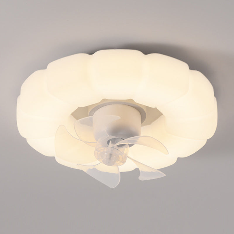 5-Blade White Ceiling Fan Modernism LED Fan with Light for Hallway