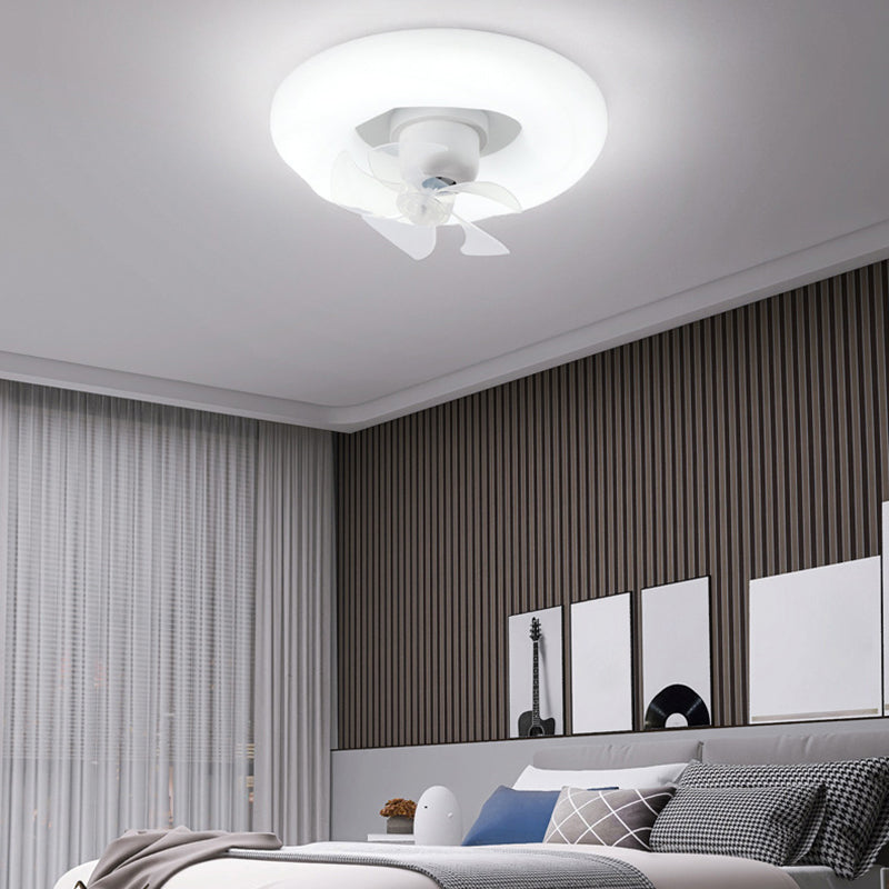 5-Blade White Ceiling Fan Modernism LED Fan with Light for Hallway