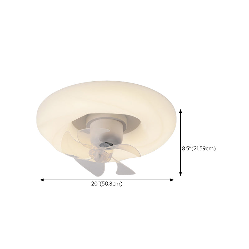 5-Blade White Ceiling Fan Modernism LED Fan with Light for Hallway