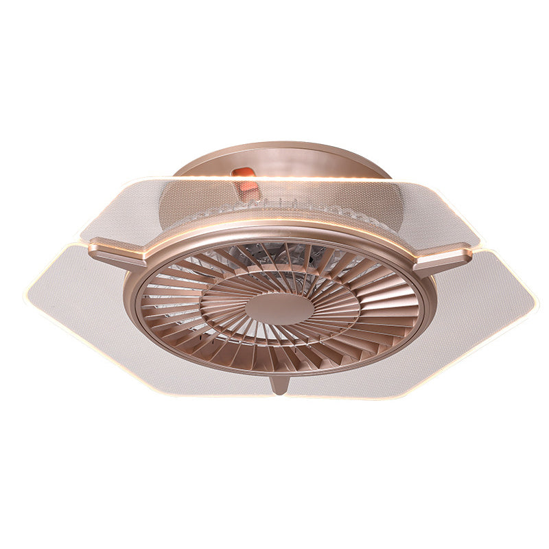 7-Blade Modern Ceiling Fan Metallic Golden/Sliver Fan with Light for Home