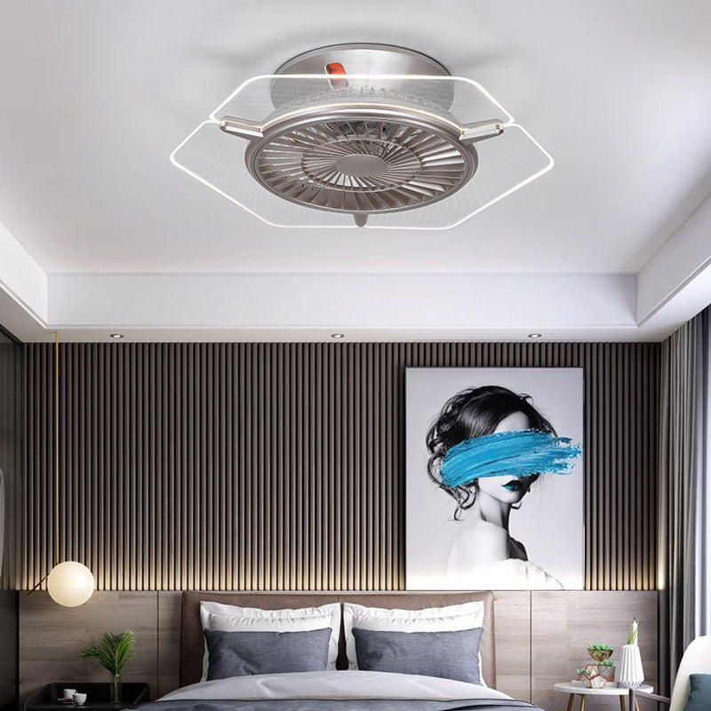 7-Blade Modern Ceiling Fan Metallic Golden/Sliver Fan with Light for Home