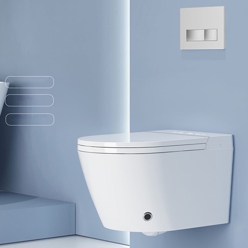 White Elongated Wall Mounted Bidet with Warm Air Dryer and Heated Seat