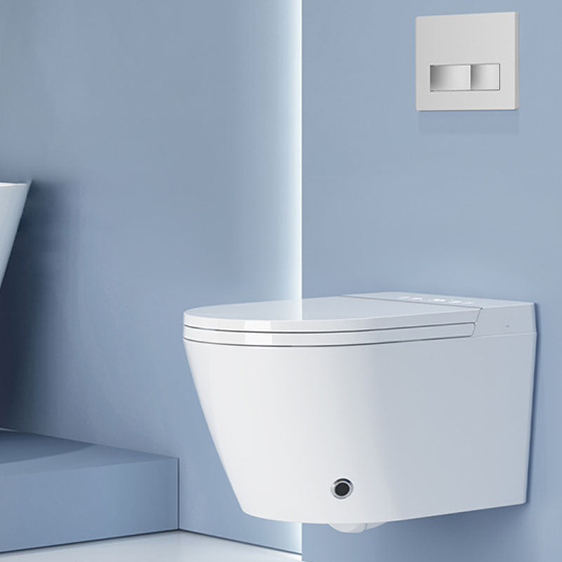 White Elongated Wall Mounted Bidet with Warm Air Dryer and Heated Seat