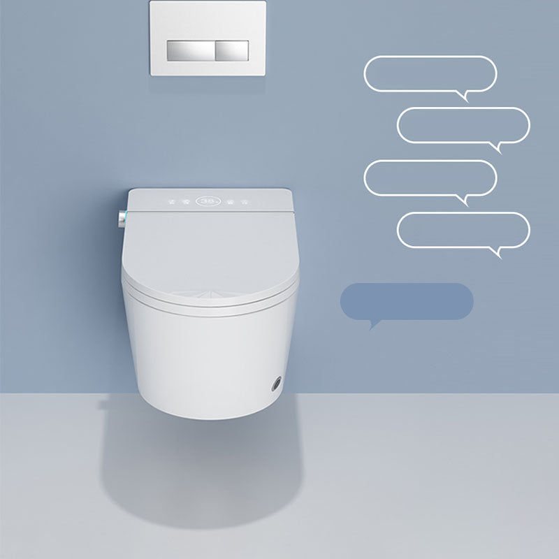 White Elongated Wall Mounted Bidet with Warm Air Dryer and Heated Seat