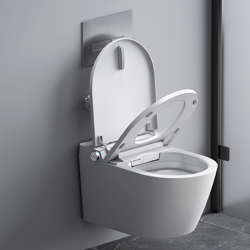 White Elongated Wall Mounted Bidet with Warm Air Dryer and Heated Seat