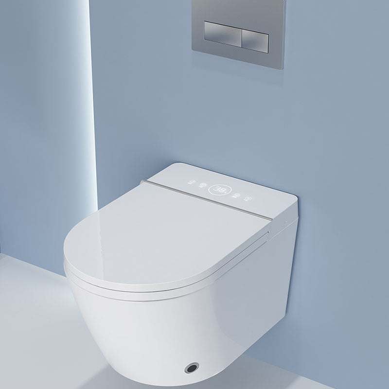 White Elongated Wall Mounted Bidet with Warm Air Dryer and Heated Seat