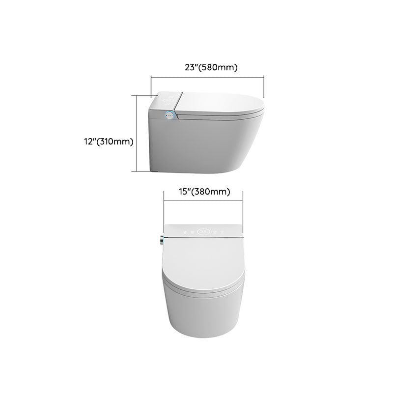 White Elongated Wall Mounted Bidet with Warm Air Dryer and Heated Seat