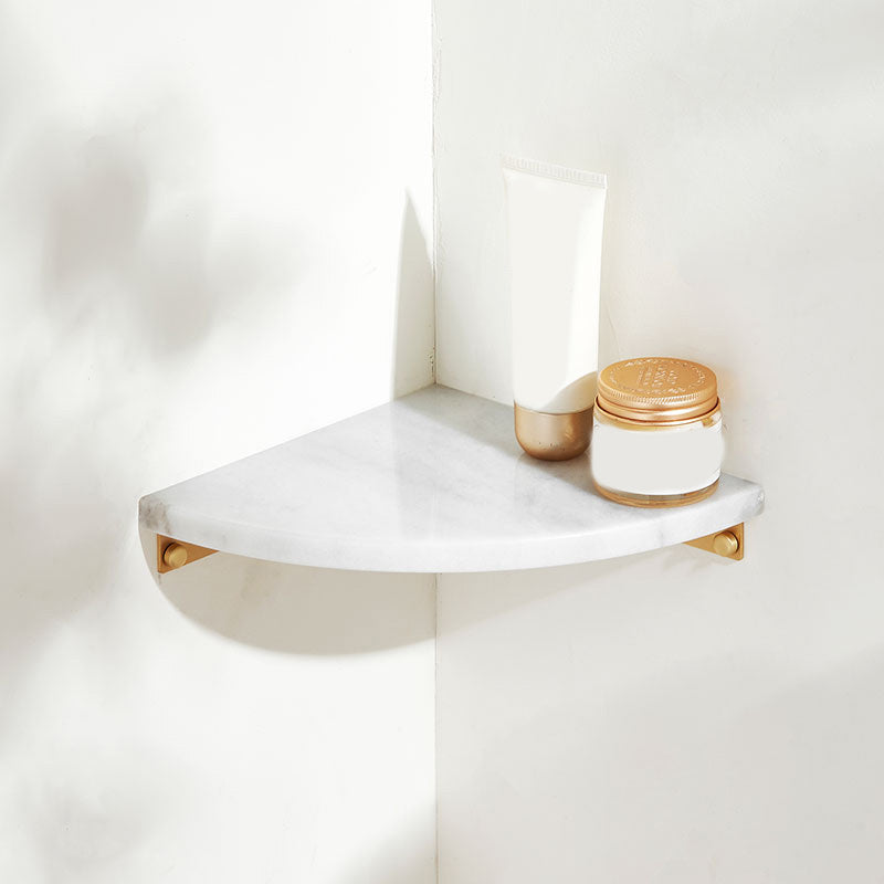 2 Piece Marble Bath Shelf Brass Bathroom Hardware Set in White/Green