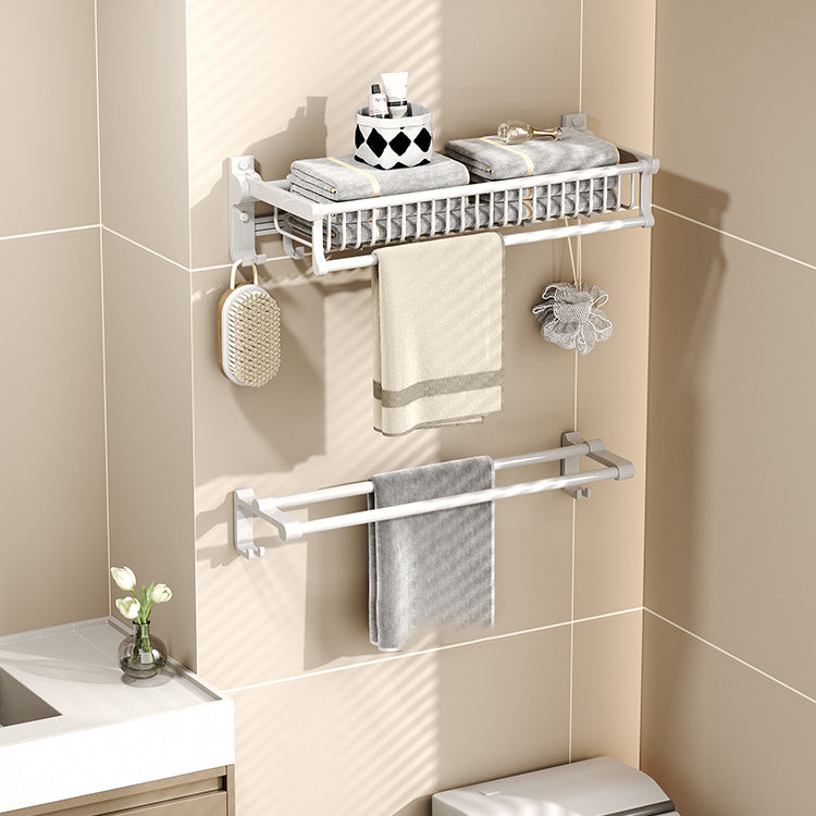 Modern Style Bathroom Accessory Set with Bath Shelf/Towel Bar/Toilet Brush in White