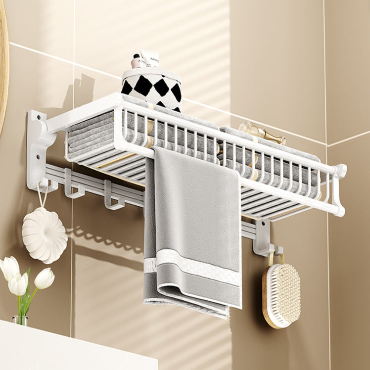 Modern Style Bathroom Accessory Set with Bath Shelf/Towel Bar/Toilet Brush in White