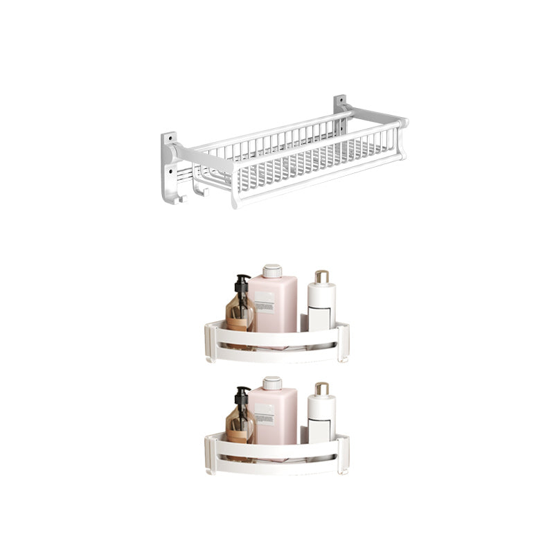 Modern Style Bathroom Accessory Set with Bath Shelf/Towel Bar/Toilet Brush in White