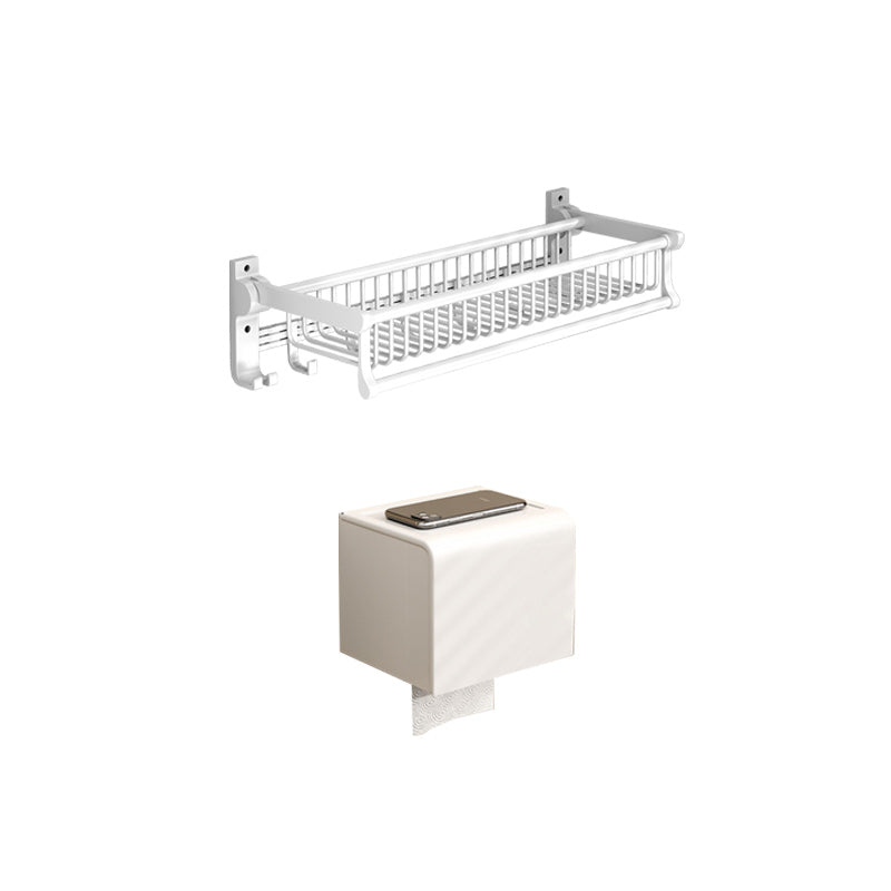 Modern Style Bathroom Accessory Set with Bath Shelf/Towel Bar/Toilet Brush in White