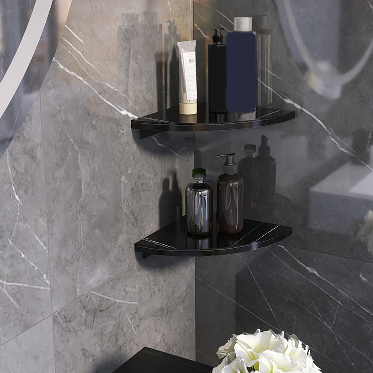 3 Piece Modern Bathroom Accessory Set Marble and Metal Bath Shelf
