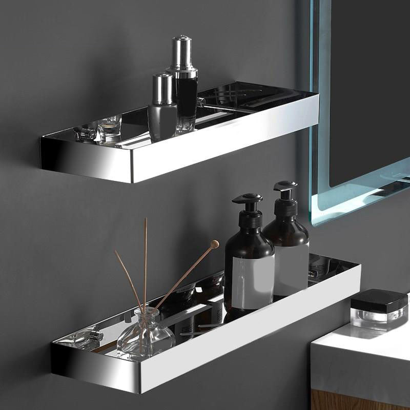 Contemporary Stainless Steel Bath Shelf 2-Piece Bathroom Accessory Set