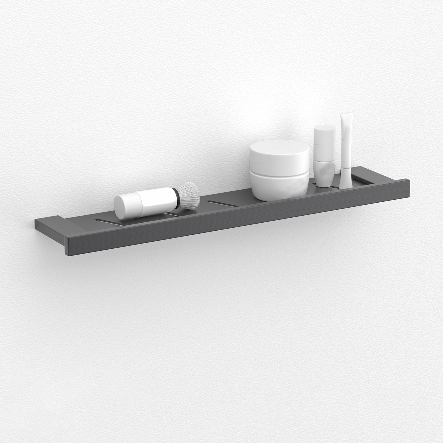 Gray Contemporary Bathroom Hardware Set Brushed Gray Bath Shelf/Paper Holder/Towel Bar