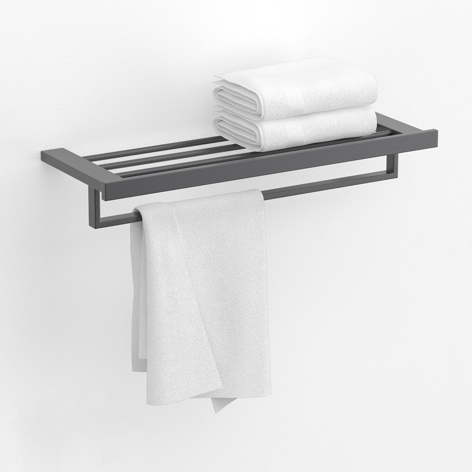 Gray Contemporary Bathroom Hardware Set Brushed Gray Bath Shelf/Paper Holder/Towel Bar