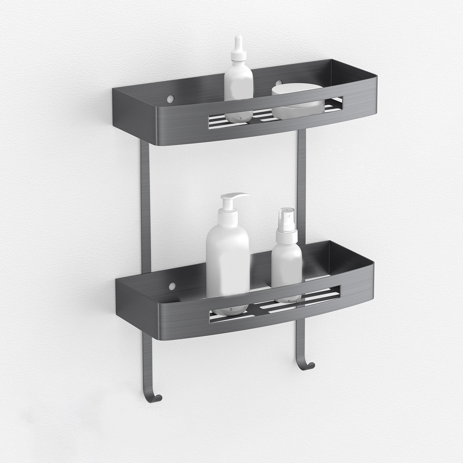 Gray Contemporary Bathroom Hardware Set Brushed Gray Bath Shelf/Paper Holder/Towel Bar