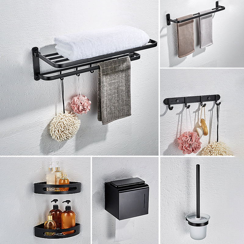 Modern Bathroom Accessory Set with Bathe Shelf/Robe Hooks/Towel Bar in Aluminum