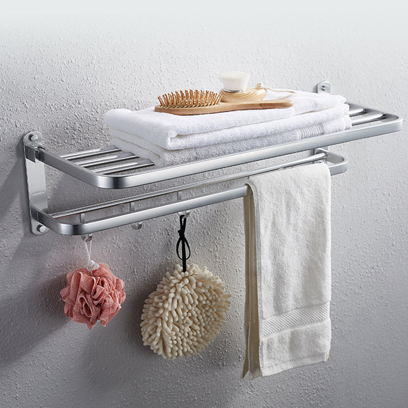 Modern Bathroom Accessory Set with Bathe Shelf/Robe Hooks/Towel Bar in Aluminum