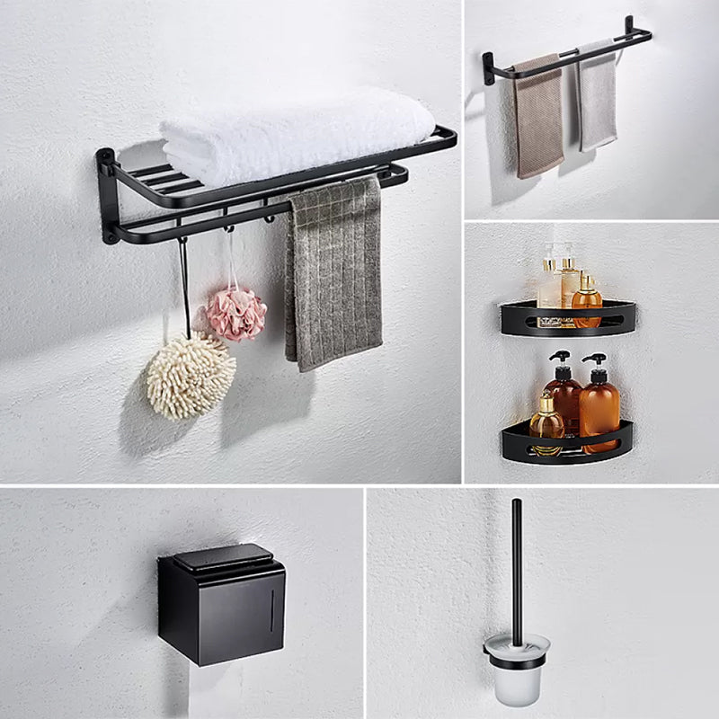 Modern Bathroom Accessory Set with Bathe Shelf/Robe Hooks/Towel Bar in Aluminum