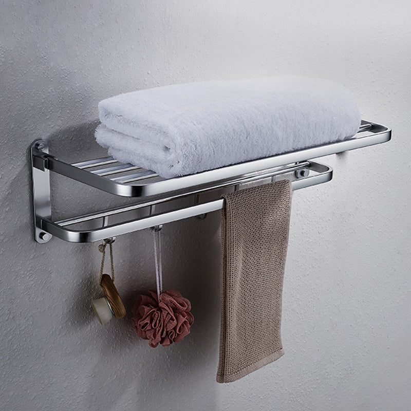 Modern Bathroom Accessory Set with Bathe Shelf/Robe Hooks/Towel Bar in Aluminum