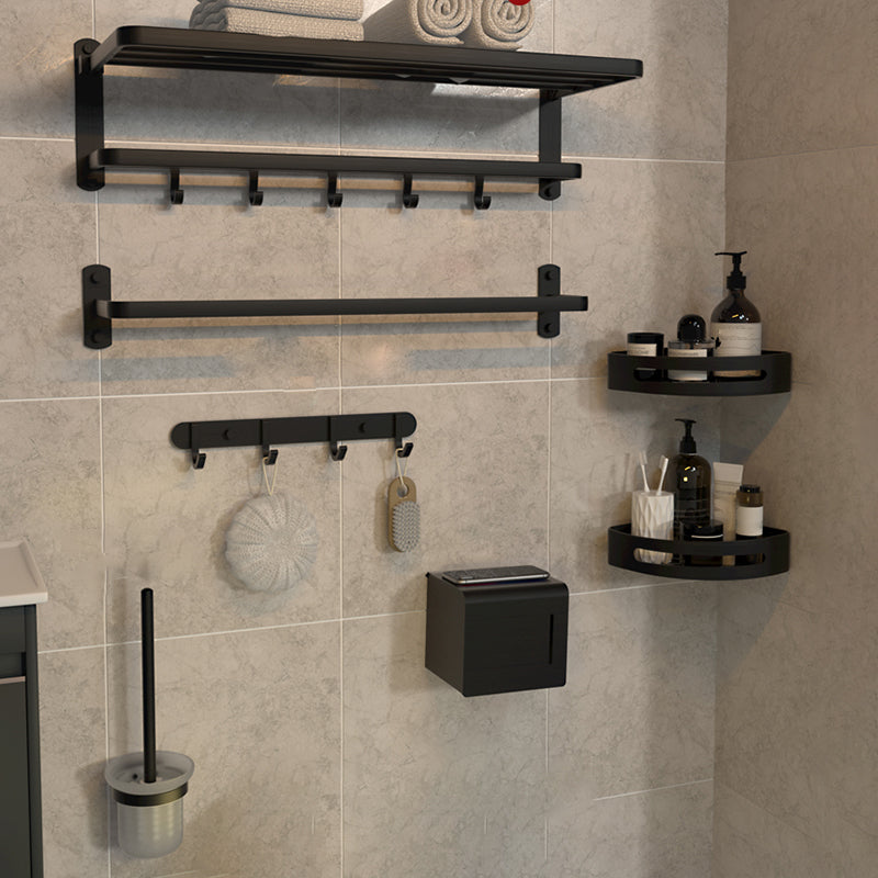 7-Piece Modern Bathroom Accessory Set Matte Black Bathroom Set with Towel Bar/Bath Shelf