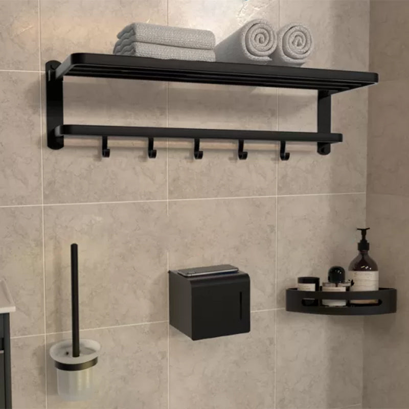 7-Piece Modern Bathroom Accessory Set Matte Black Bathroom Set with Towel Bar/Bath Shelf