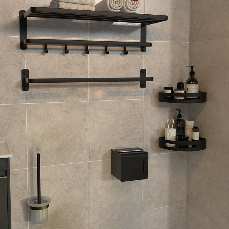 7-Piece Modern Bathroom Accessory Set Matte Black Bathroom Set with Towel Bar/Bath Shelf