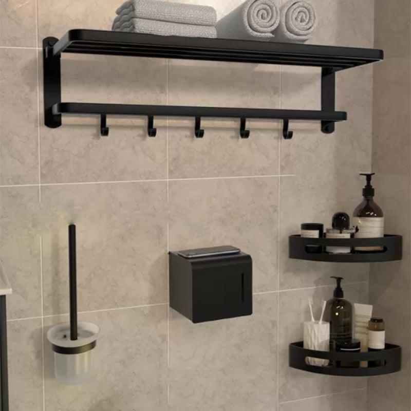 7-Piece Modern Bathroom Accessory Set Matte Black Bathroom Set with Towel Bar/Bath Shelf