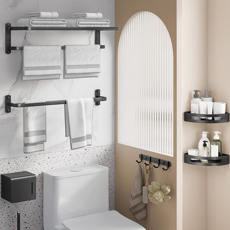 7-Piece Modern Bathroom Accessory Set Matte Black Bathroom Set with Towel Bar/Bath Shelf