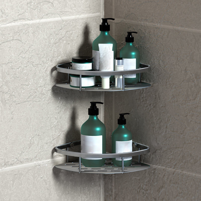 3-Piece Modern Bathroom Accessory Set Aluminum Bath Shelf in Silver