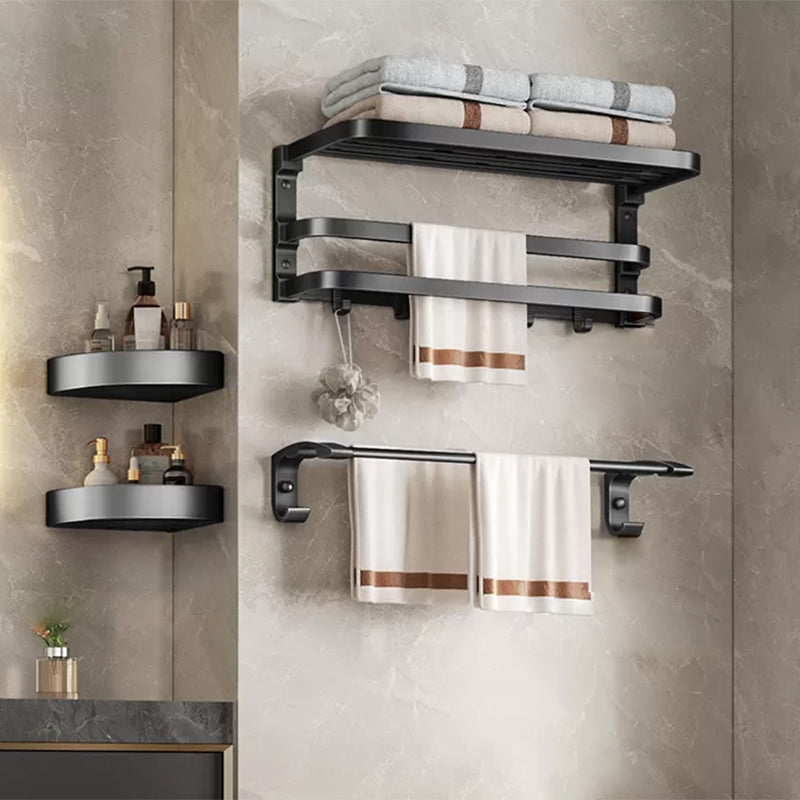 Aluminum Modern 7-Piece Bathroom Accessory Set Black Bathroom Hardware