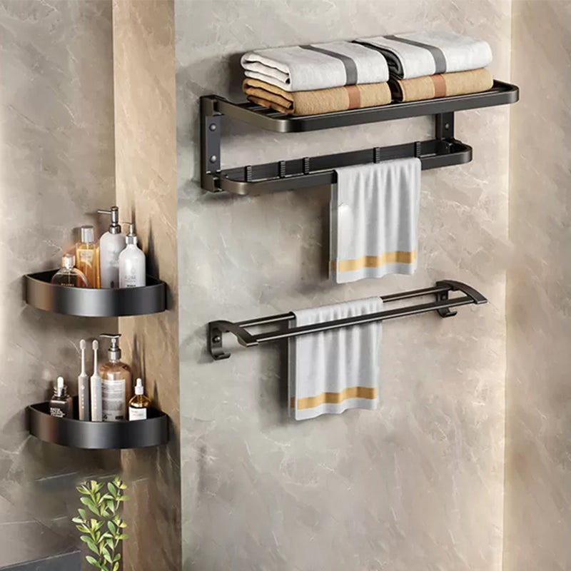 Aluminum Modern 7-Piece Bathroom Accessory Set Black Bathroom Hardware