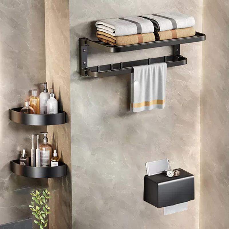 Aluminum Modern 7-Piece Bathroom Accessory Set Black Bathroom Hardware