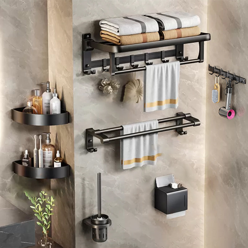 Aluminum Modern 7-Piece Bathroom Accessory Set Black Bathroom Hardware