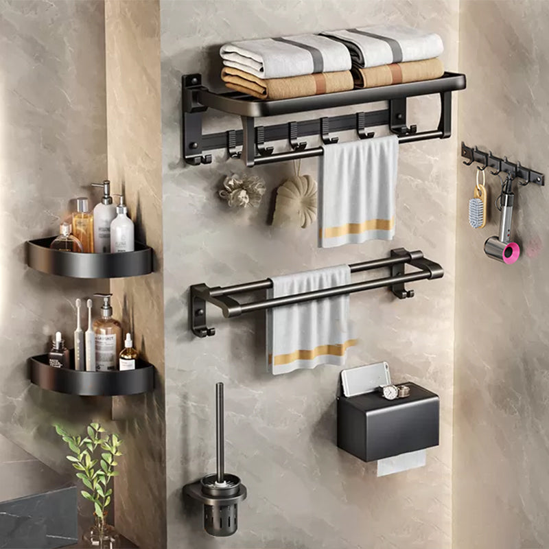 Aluminum Modern 7-Piece Bathroom Accessory Set Black Bathroom Hardware