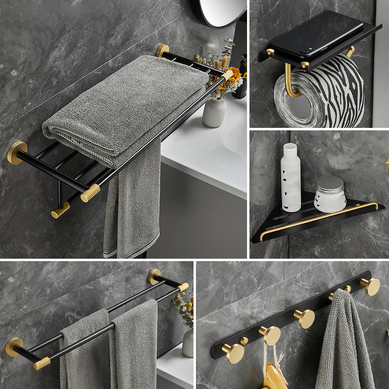 5-Piece Modern Bathroom Accessory Black Brass Bath Hardware Set